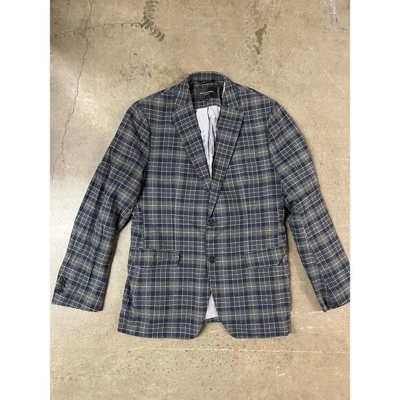 Banana Republic Other - Banana Republic- TAILORED-FIT BLUE PLAID COTTON BLAZER / 40R
